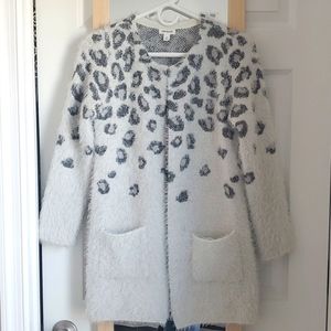 Fuzzy White Cheetah Cardigan.